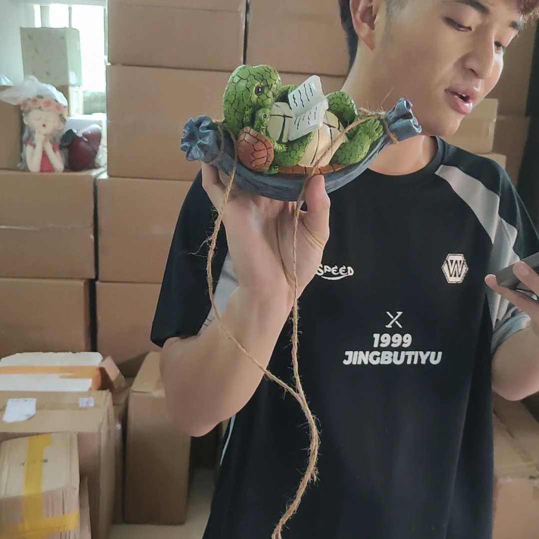 汐***妳合成树脂秋千乌龟摆件