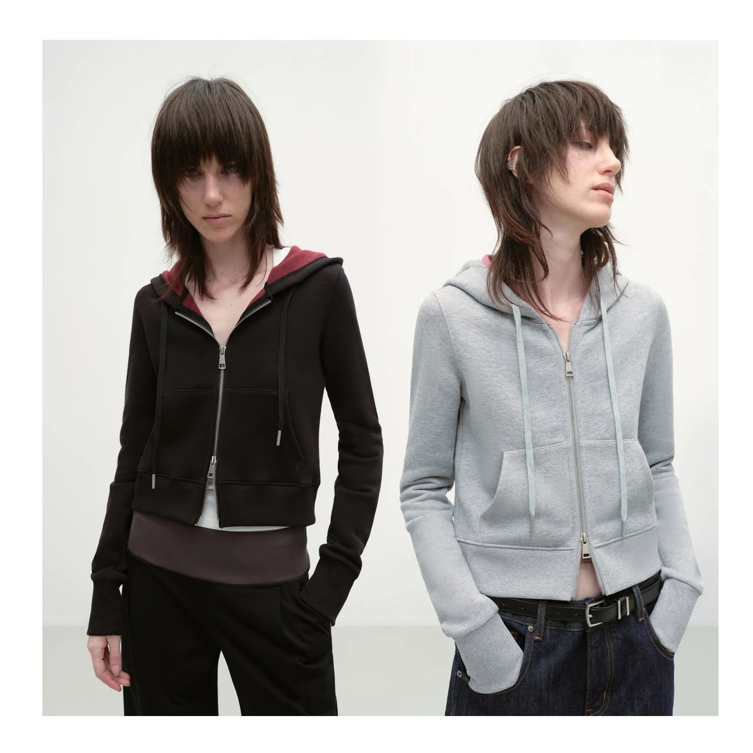 【8.18上新 】撞色连帽拉链开衫女秋季短款休闲卫衣外套