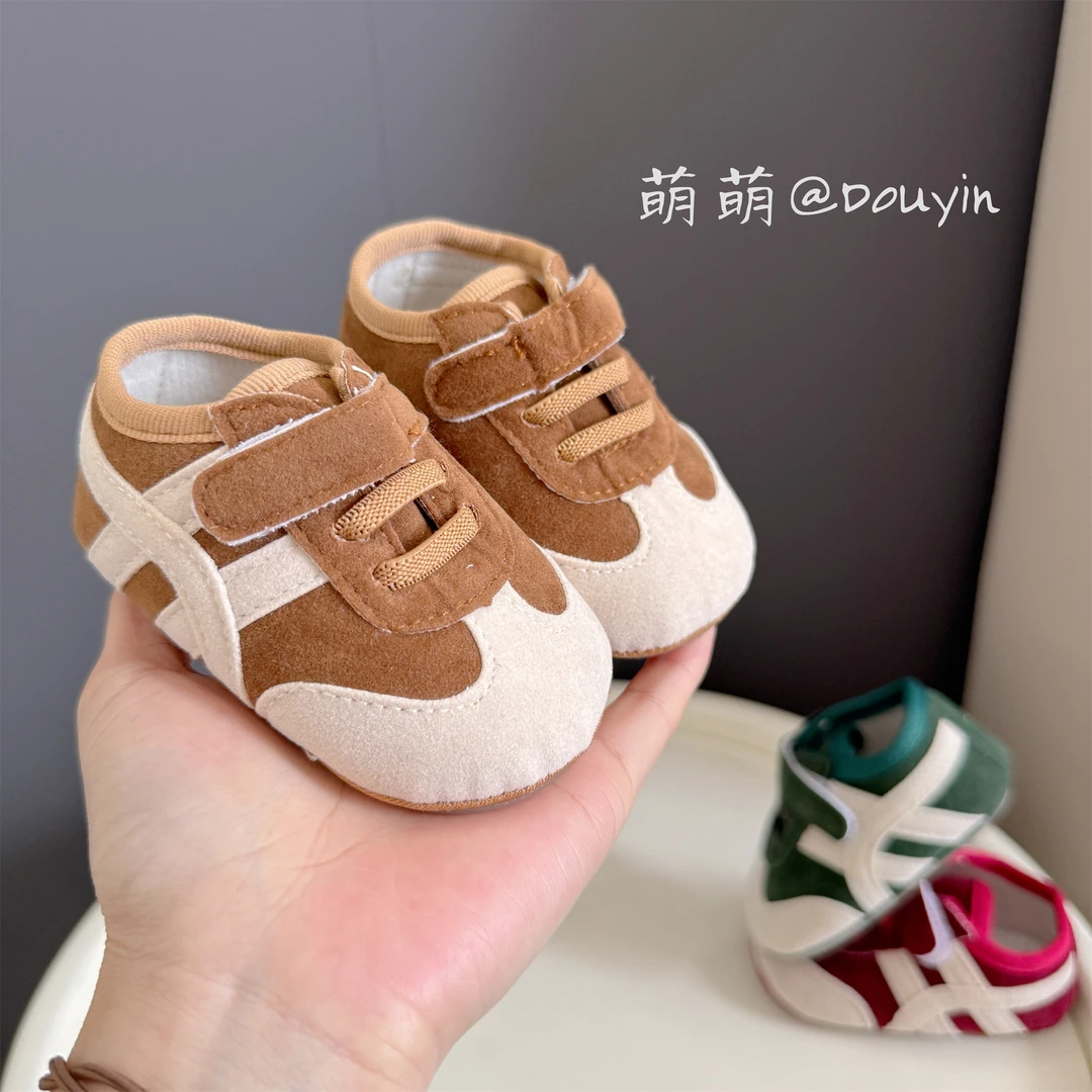 秋季0-1岁婴幼儿鞋子3-6-12个月男女宝宝软胶底拼色透气学步单鞋