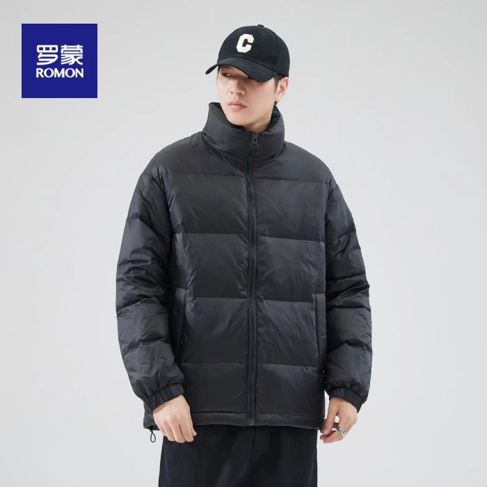 Romon/罗蒙新款纯色保暖简约男女款百搭秋冬季防风宽松加厚防风
