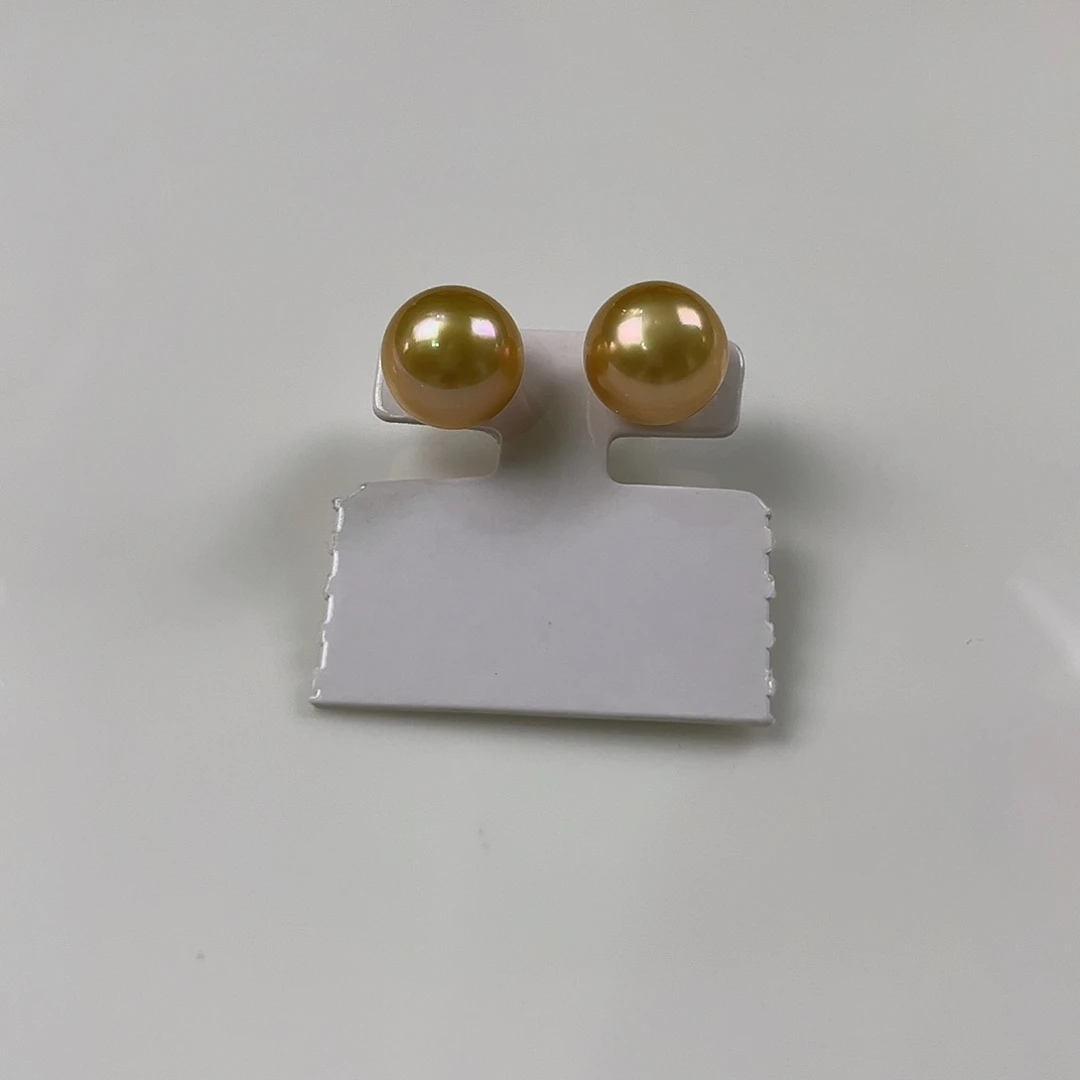 18K金镶嵌海水珍珠耳饰浓金12-13
