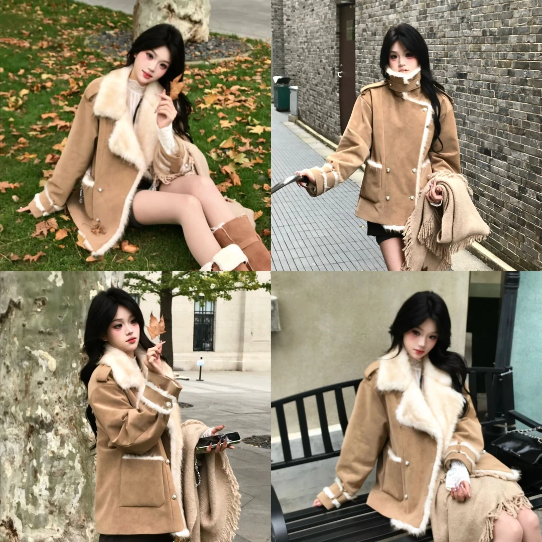 2025《冬雾济州》大翻领加绒外套INS风女冬季时尚原创设计