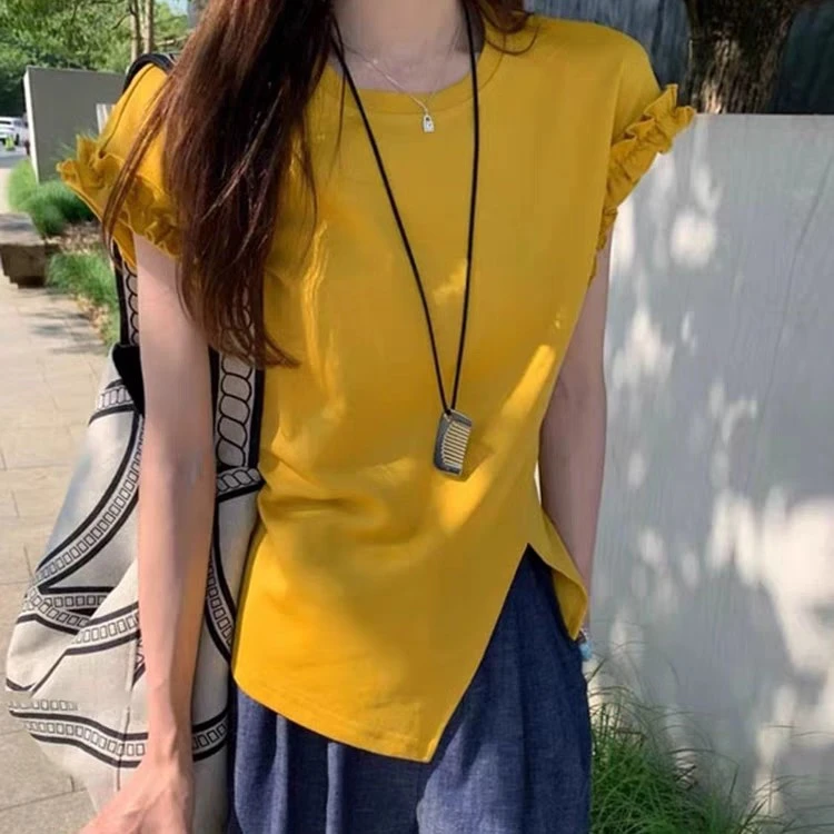 女王主推 韩系花边袖后系带5080