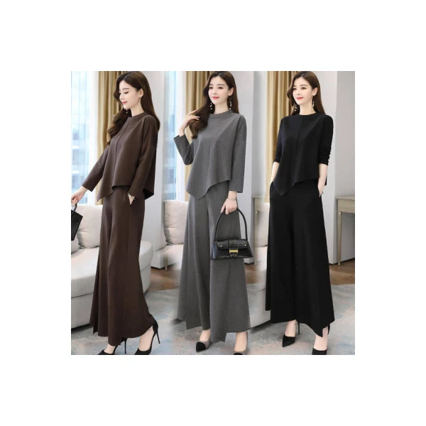 上下两件套潮女秋季洋气气质新款时尚休闲套装女淑女阔腿裤子