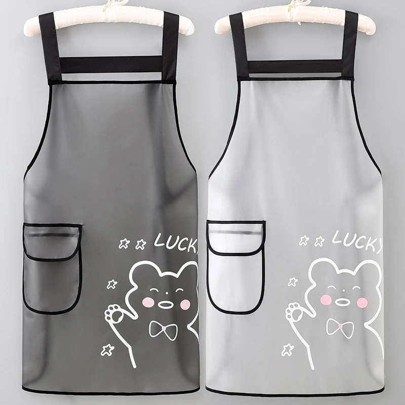 背带防水围裙薄款TPU防水防油污围裙厨房家用工作服耐脏上班围裙