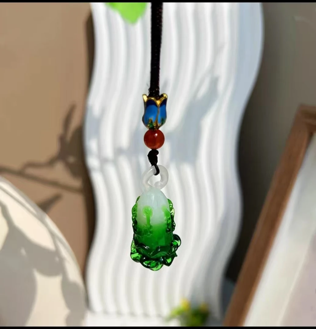 【百财聚来】国风琉璃白菜经典百搭小白菜绳艺项链