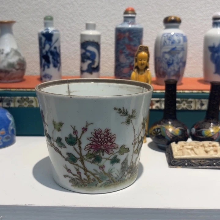 纯手工粉彩茶具摆件