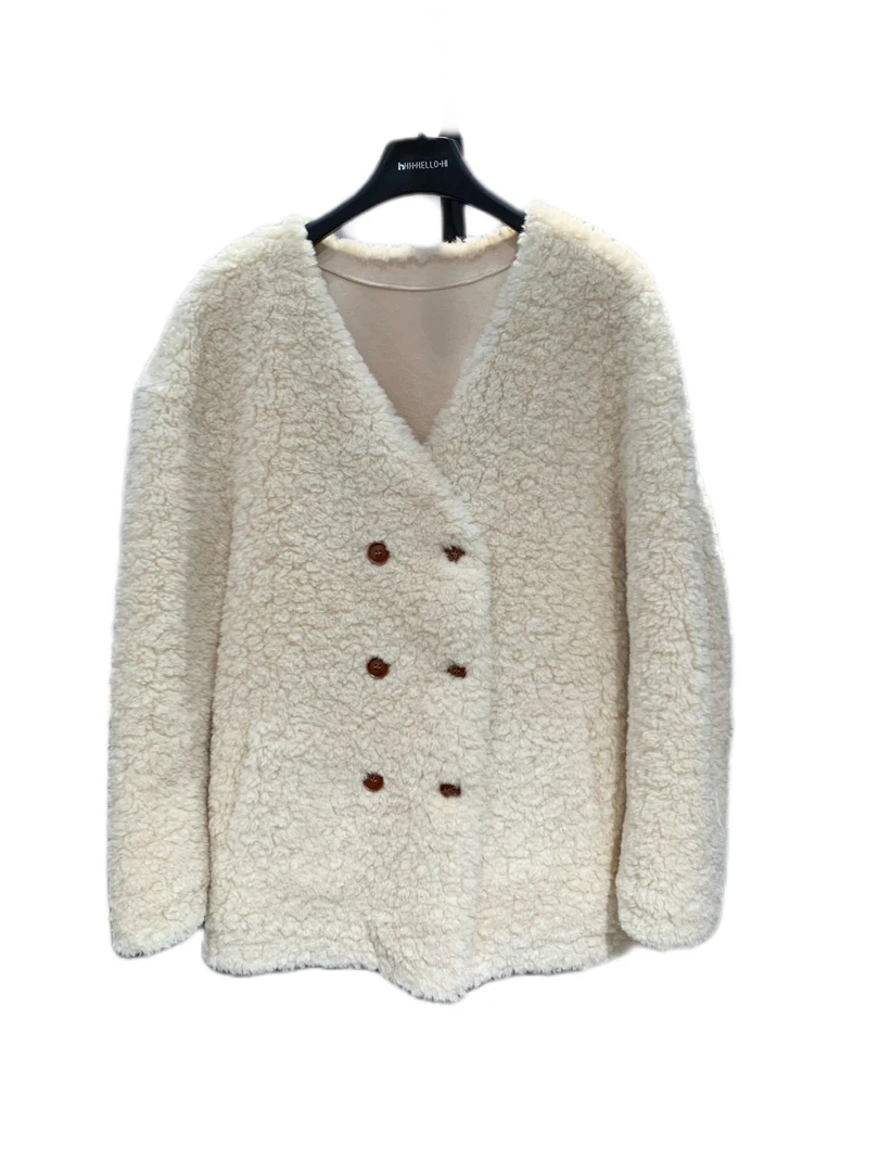 Hello Hi羊羔毛纽扣外套