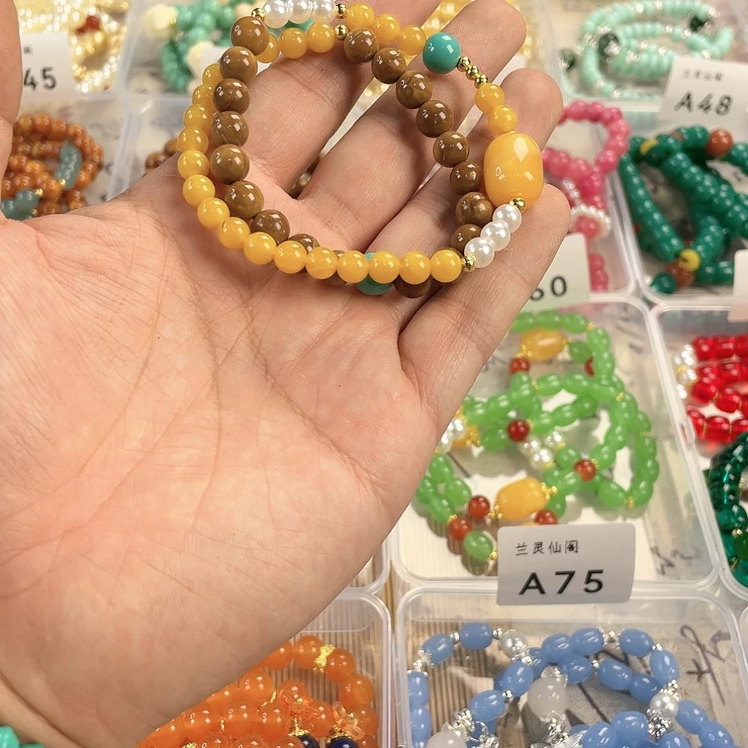 琥珀手饰银S925镀金镶嵌