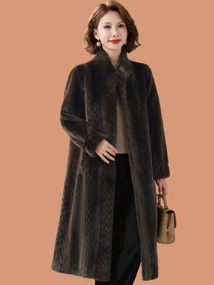 29050-冬季新款高端保暖大衣妈妈装气质时尚女士加厚秋冬百搭外套