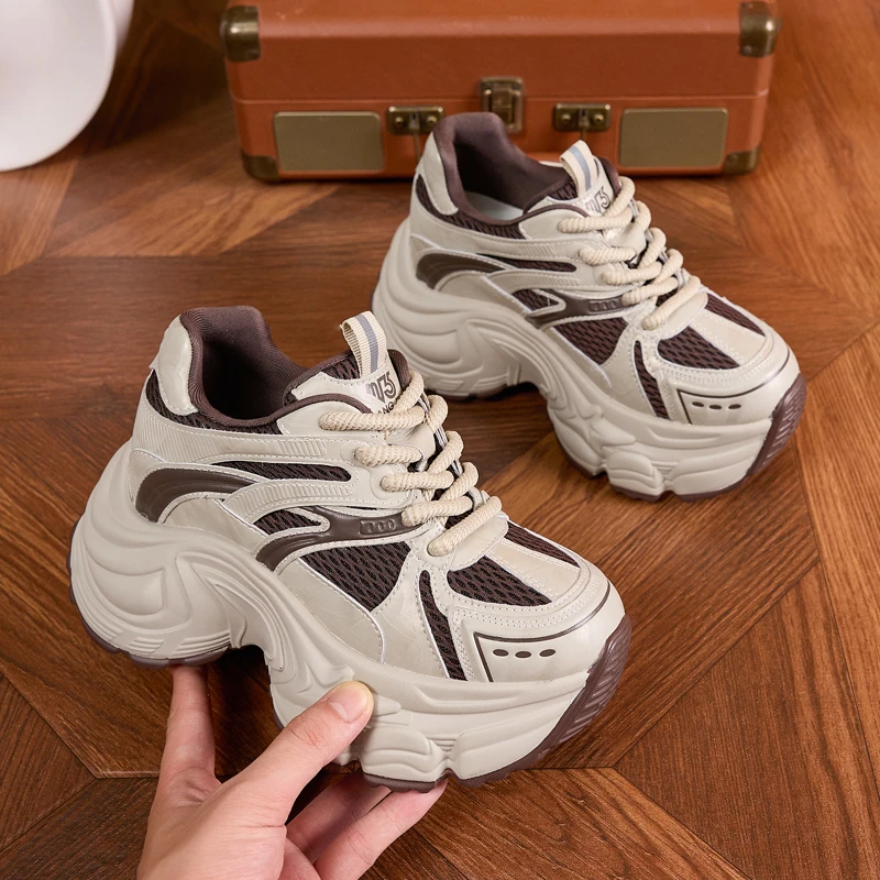 时尚复古老爹鞋女2025秋季新款鞋子小个子厚底内增高休闲运动鞋潮