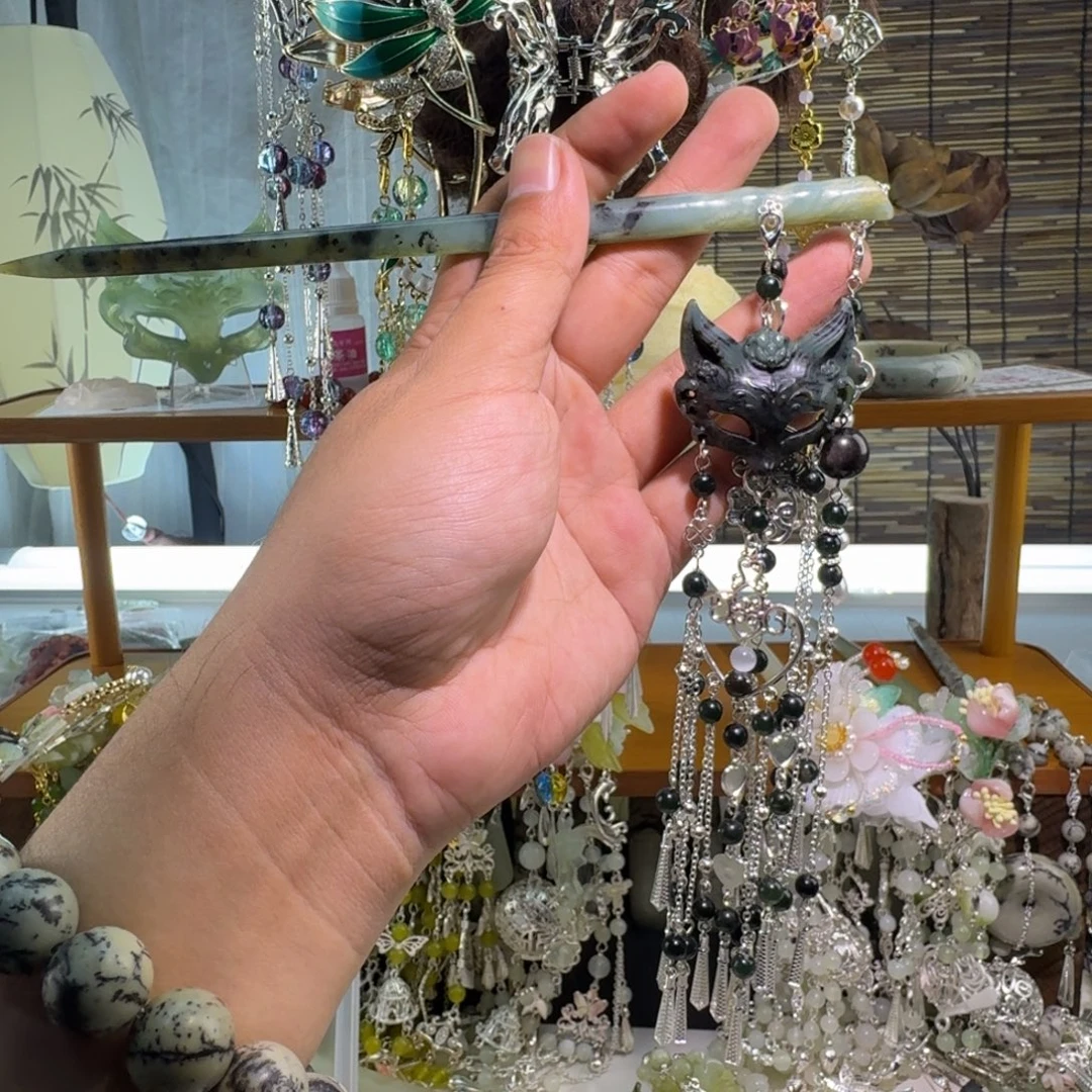 蛇纹石玉合金发饰