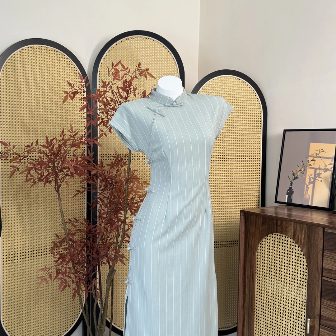 《青衣谣》125CM2025夏季新款民国风素雅文艺年轻少女复古旗袍裙