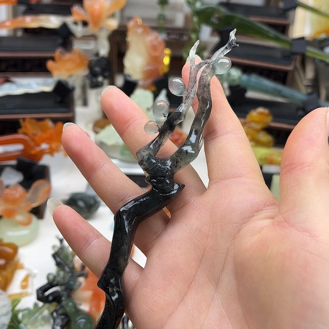 萌***宝蛇纹石玉未镶嵌岫玉发簪