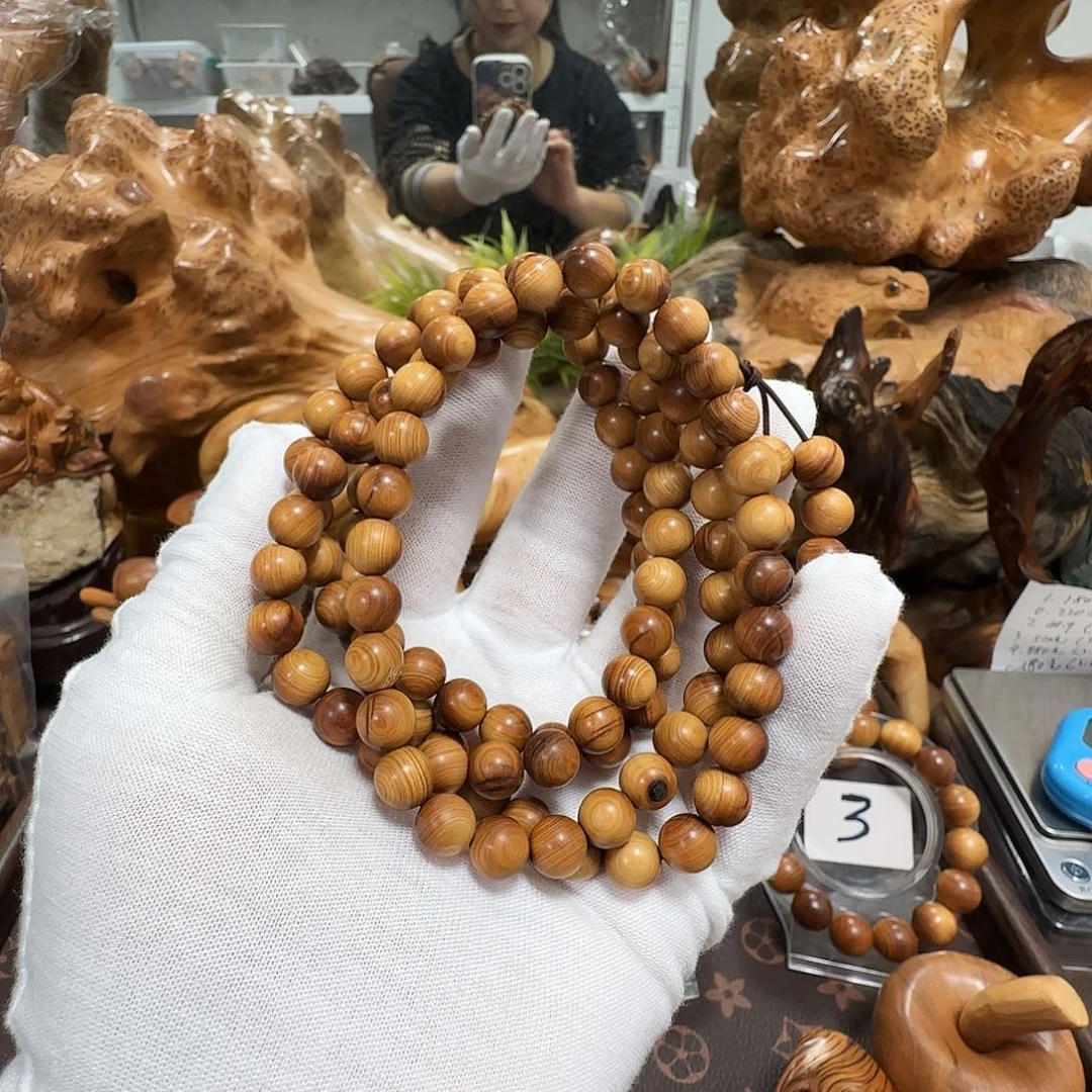 柏木（崖柏）太行崖柏陈化黑油骨料0.8闻香微瑕108颗手串