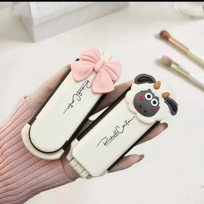 奶白便携梳小巧随身带气囊手拿化妆镜气垫梳子高颜值蓬松