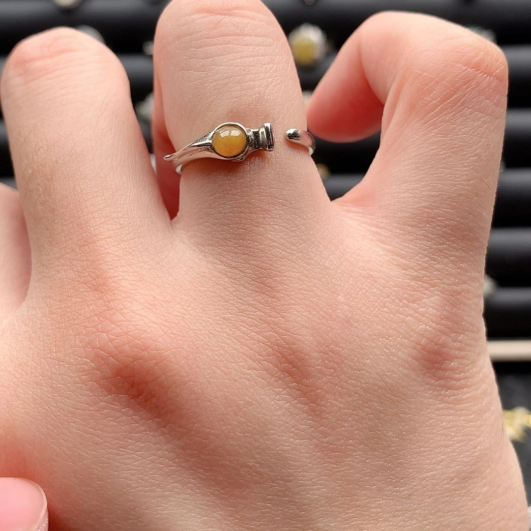 翡翠戒指银S925镶嵌0203