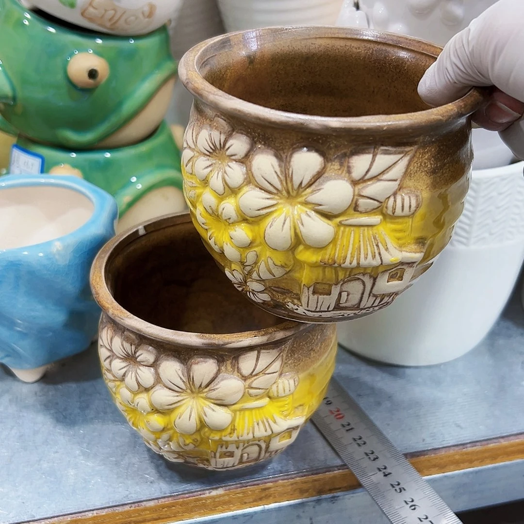 有孔，外贸尾单陶瓷花盆凑单10米包邮