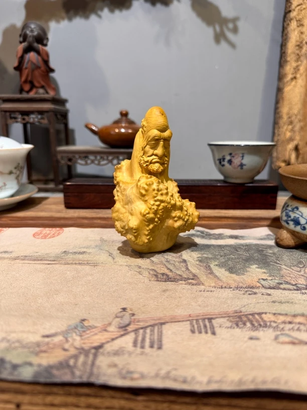 创意根雕小叶黄杨榴疤料达摩摆件根雕