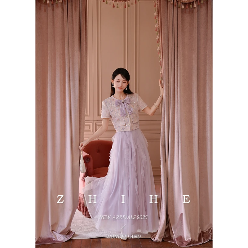 无艳一禾【花茶会】静奢法式羊毛香风上衣+网纱半裙