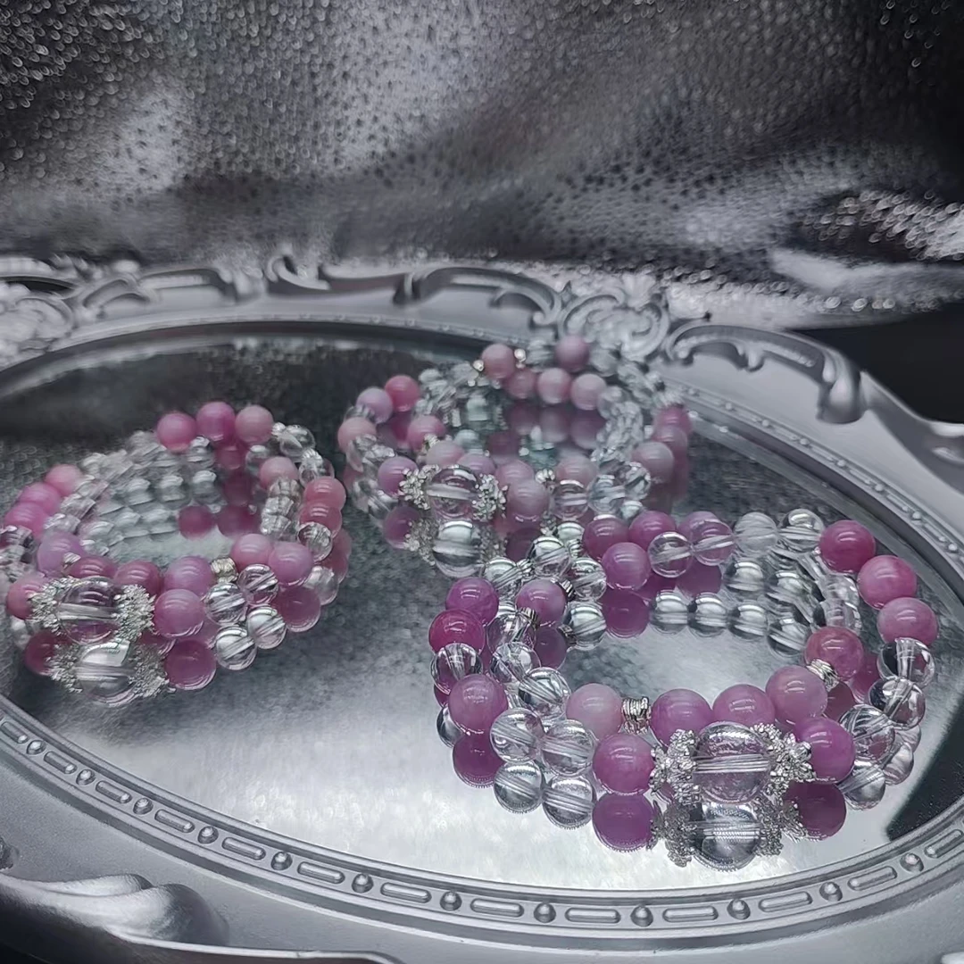 硕夏天然白水晶8-9mm设计款双圈手链多样性发其一SX317