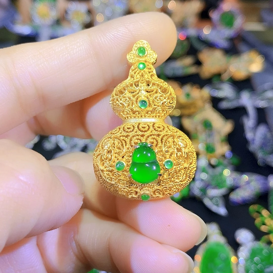 吊坠(不含链)银S925镶嵌翡翠