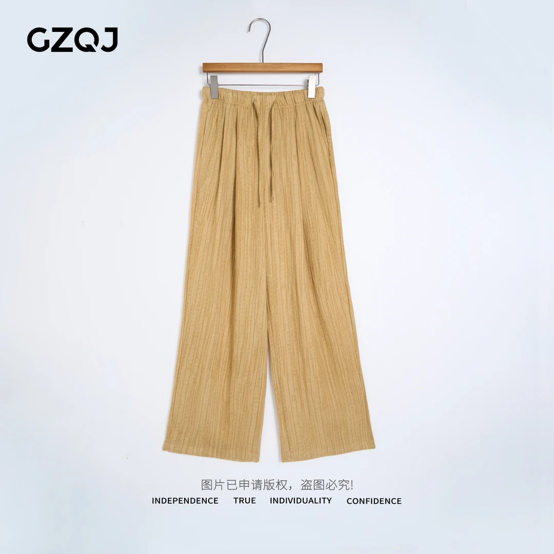 广州琴姐【樱絮垂云】欧若风时尚宽松垂感高腰抽绳休闲裤女夏季7866