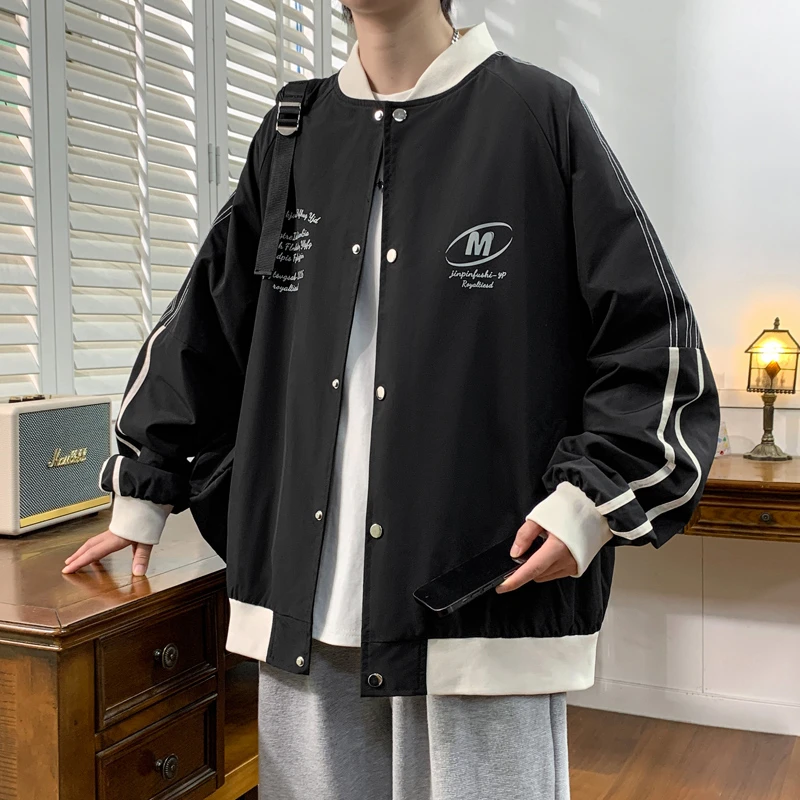 春秋季新款青少年学生休闲开衫夹克男生潮流帅气宽松运动棒球外套