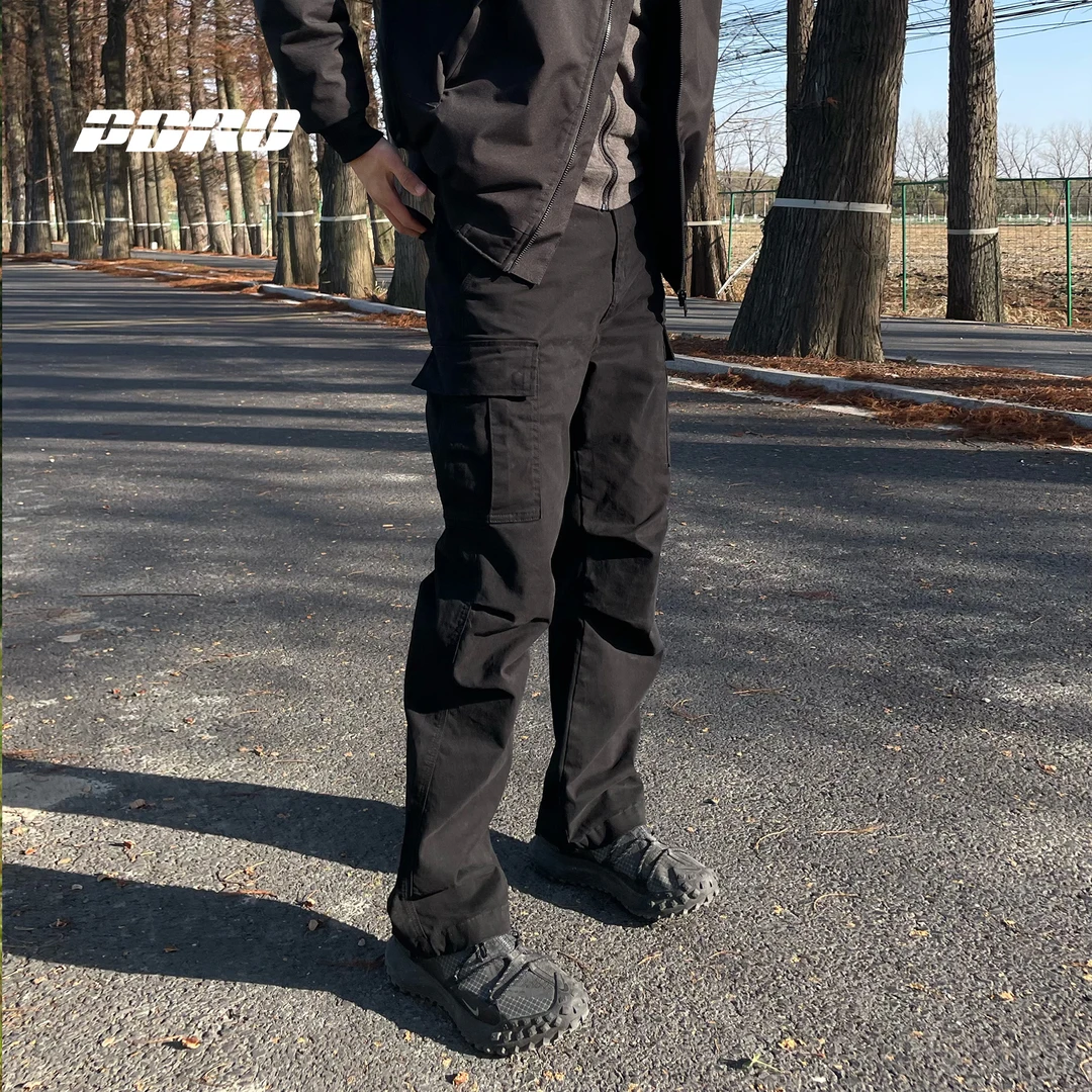 DLZ强哥四季斜纹弹力工装美式休闲多口袋新款立体直筒伞兵裤长裤