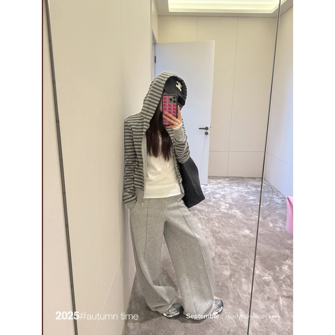 SUNONEONE 韩系宽松慵懒阔腿休闲运动卫裤女秋百搭显瘦裤子H1399A