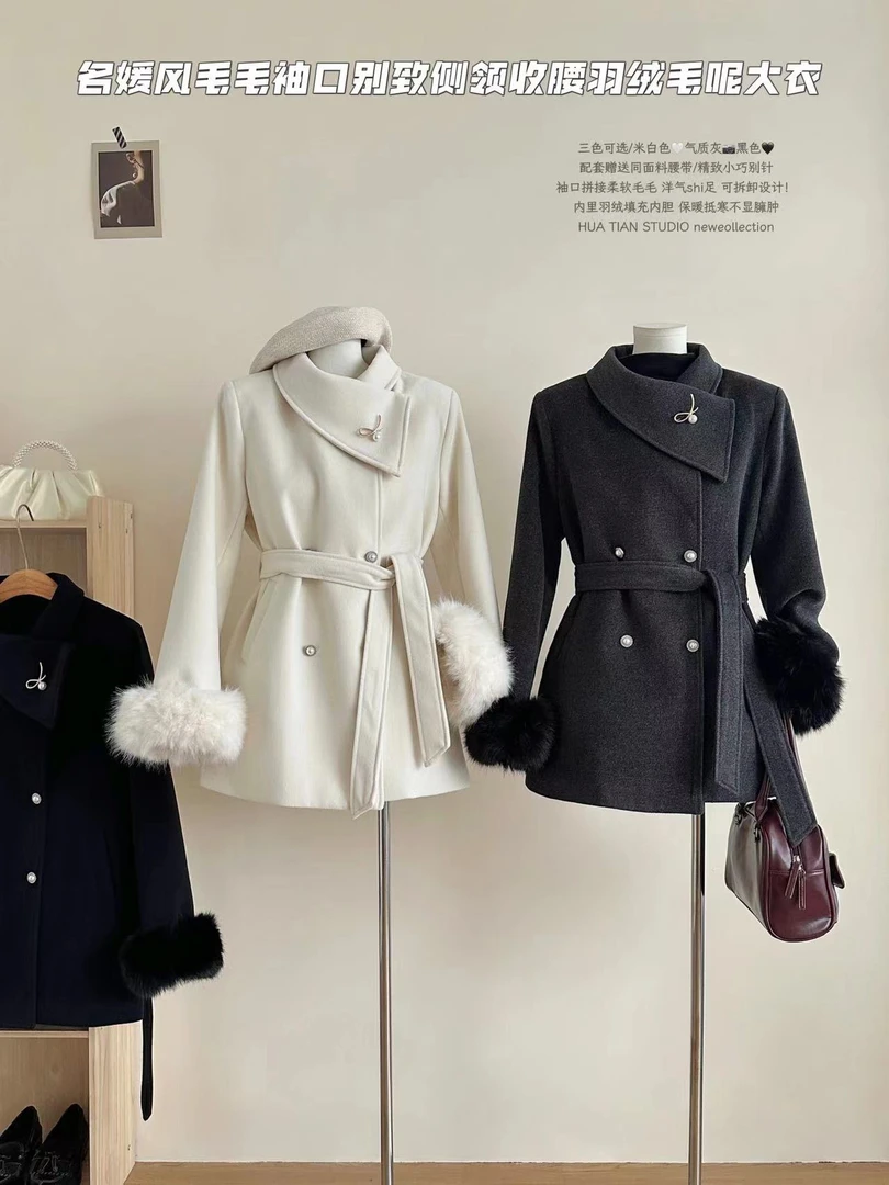 ｛内里羽羽｝冬季女可调节时尚外套女装秋冬加厚韩版双排扣