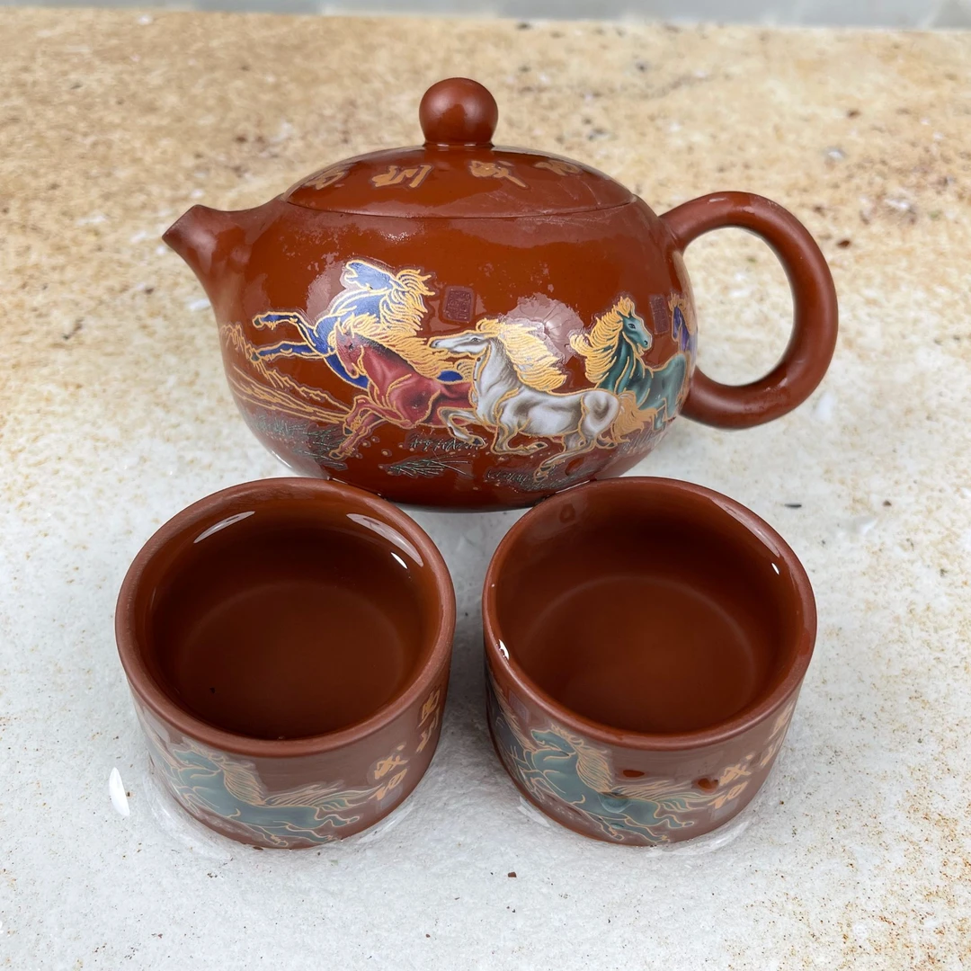 【闪购商品】马到成功朱泥大红袍西施壶（送两杯）ZMB