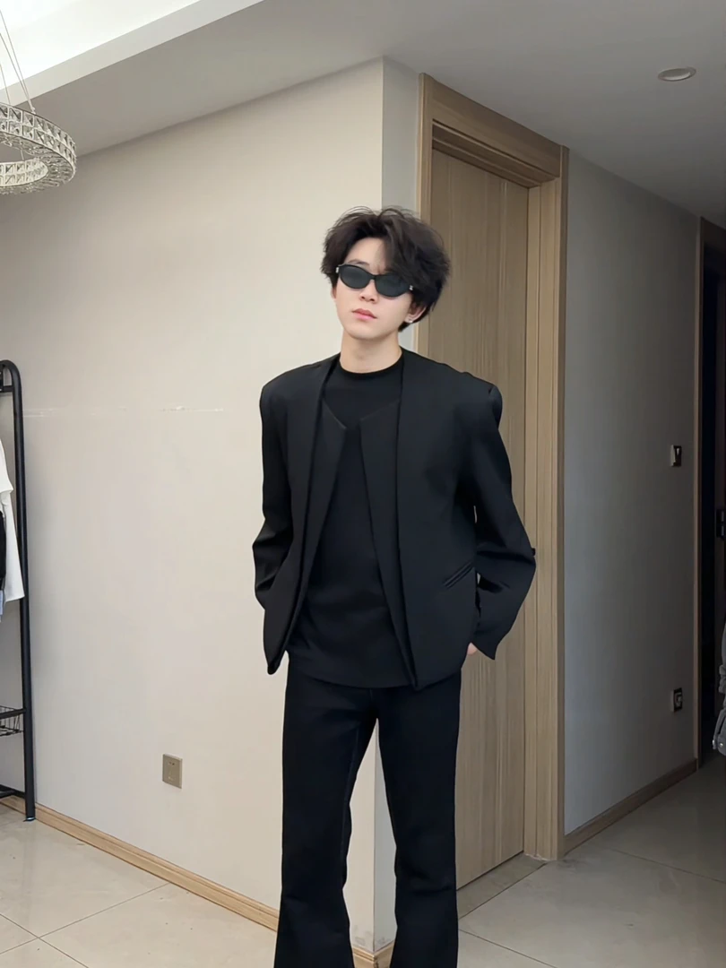 这一秒的心动男士春秋款开衫西装上衣时尚潮流痞帅设计夹克男单西