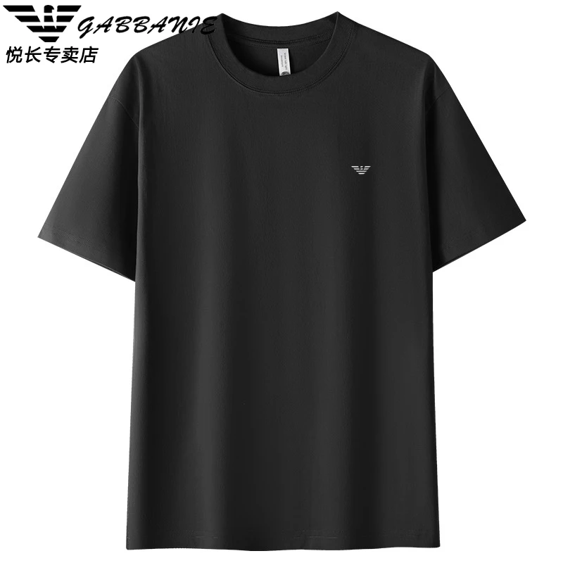 意大利高端品牌轻奢夏季男士纯棉百搭圆领短袖T恤半袖纯色透气