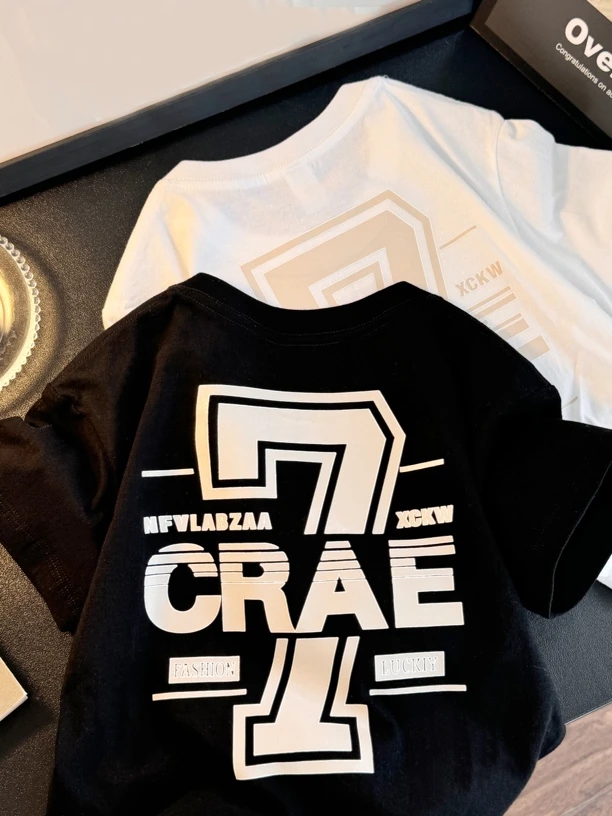 男童短袖T恤2025新款儿童夏季童装大童男孩夏装半袖T炸街痞帅上衣