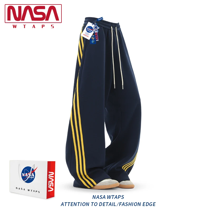 NASA WTAPS条纹休闲裤男款春秋款美式潮牌宽松直筒高级感男装长裤