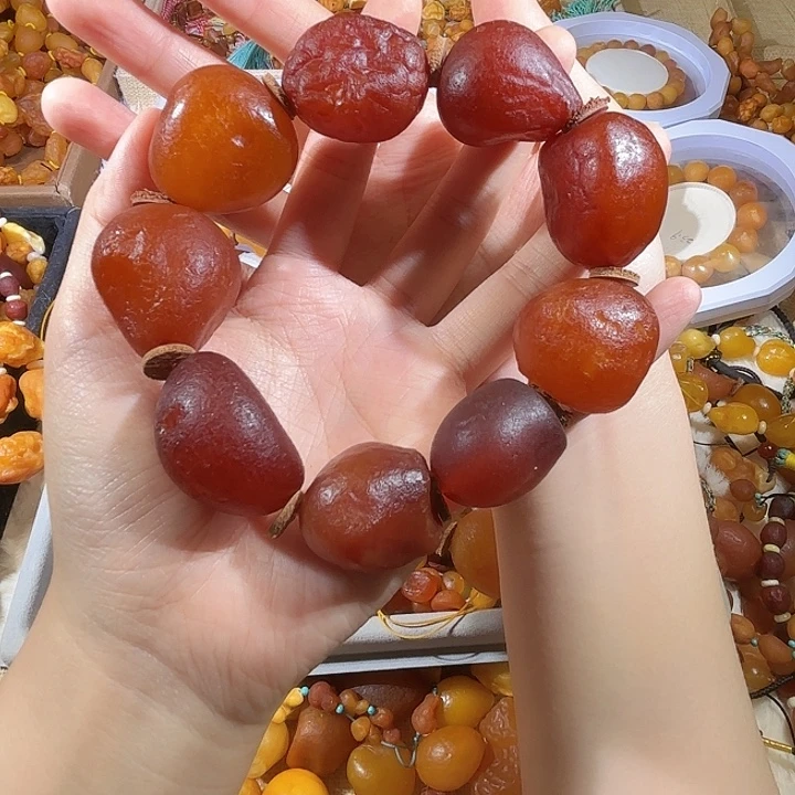 琥珀未镶嵌手链蜜蜡海漂手持