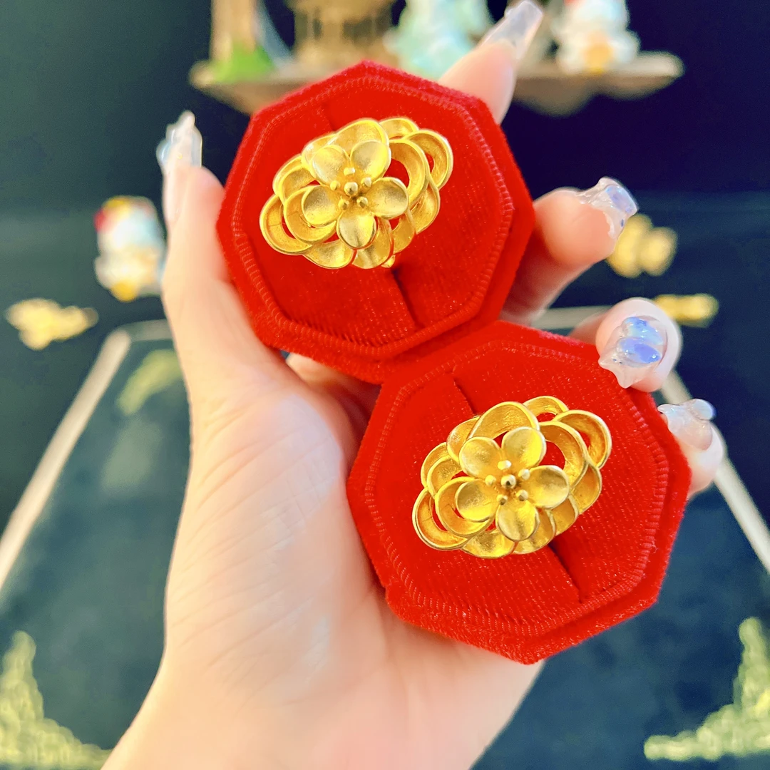 镀真金高级感大富贵花朵开口戒指