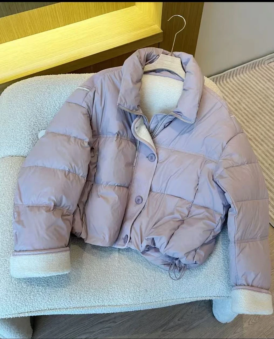 【慧子推荐】 拼接羽绒倦袖毛毛款立领外套羽绒服66808