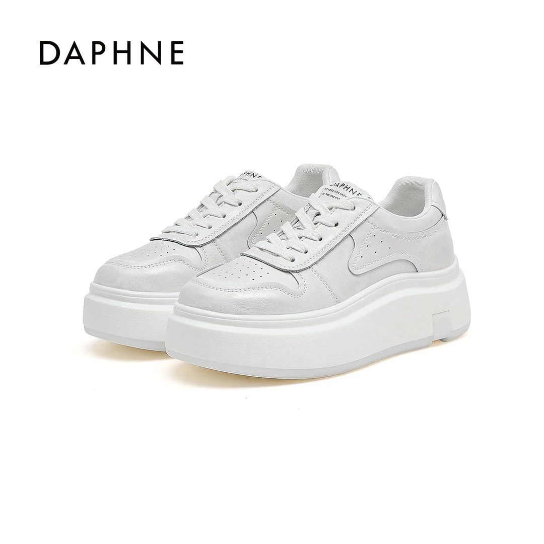 Daphne/达芙妮女鞋2025春季板鞋百搭圆头增高经典小白鞋女休闲LL