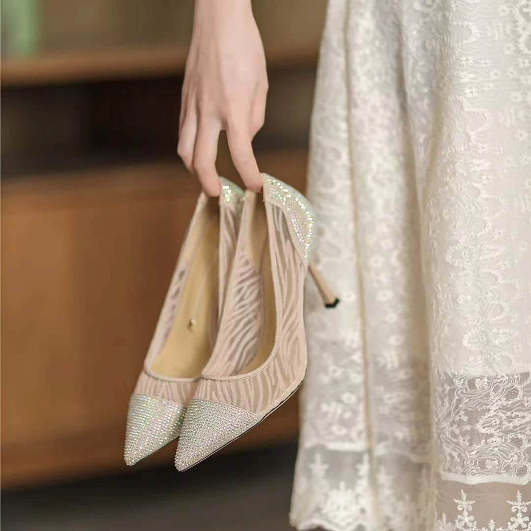 专柜正品296695高跟鞋气质时尚百搭性感细跟镂空法式尖头