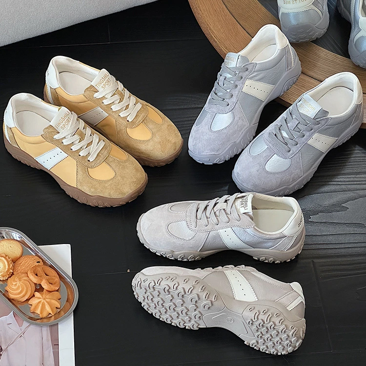 真皮德训阿甘鞋女2025春夏新款百搭软底防滑运动休闲女鞋时尚板鞋