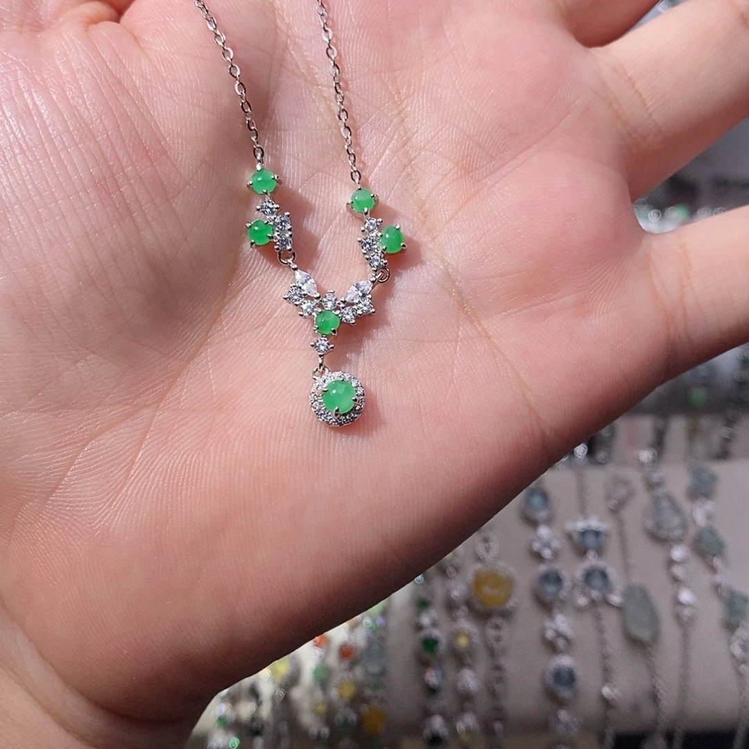 翡翠银S925镶嵌颈饰