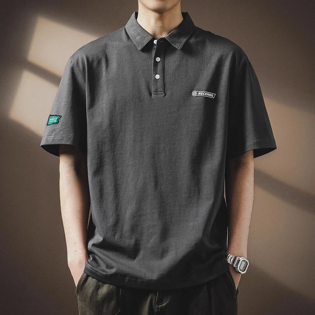 U&PURA高端美式复古短袖Polo衫男夏季新款潮牌宽松重磅休闲T恤