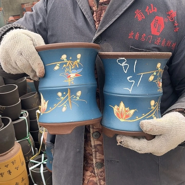 紫砂紫砂花盆和小