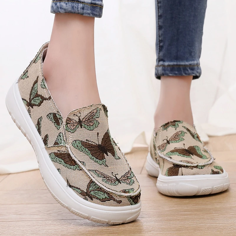 老北京帆布鞋女春夏季新款单鞋爆款厚底鞋子透气休闲一脚蹬妈妈鞋