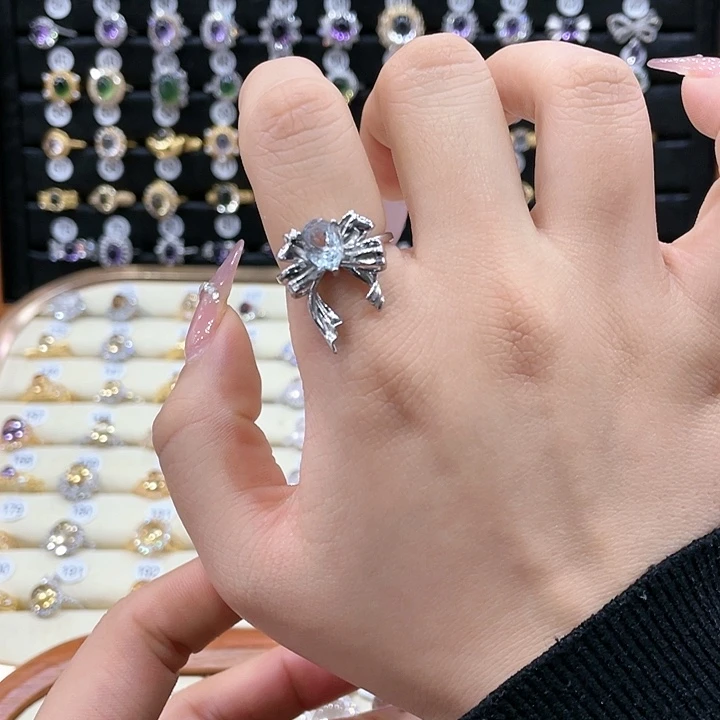 托帕石戒指银S925镶嵌