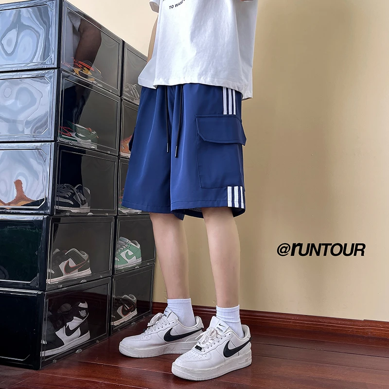 三条杠运动短裤男夏季美式宽松休闲五分裤男生YDK220中裤裤子