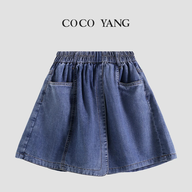 夏季女大童牛仔裤短裤时尚休闲水洗中学生潮流款牛仔裙裤-YH447