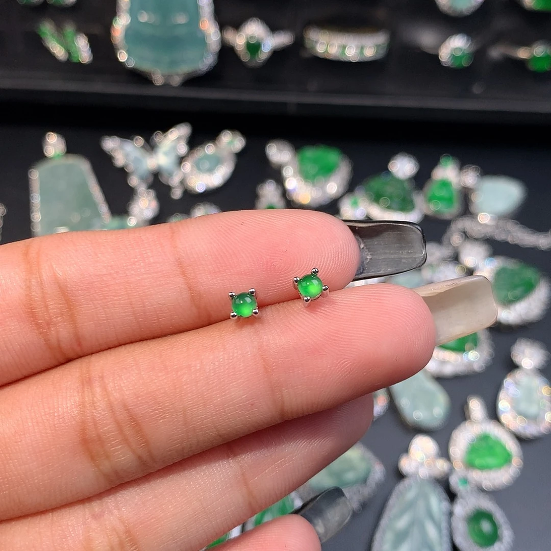 翡翠未镶嵌耳饰耳钉